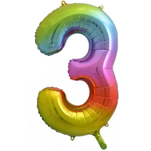 Number 3 Foil Balloon Rainbow - Jumbo