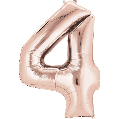 Number 4 Foil Balloon Rose Gold - Jumbo