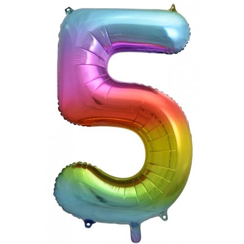 Number 5 Foil Balloon Rainbow - Jumbo
