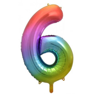 Number 6 Foil Balloon Rainbow - Jumbo