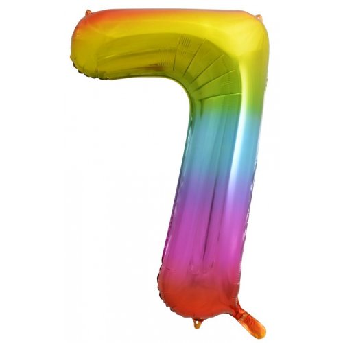 Number 7 Foil Balloon Rainbow - Jumbo