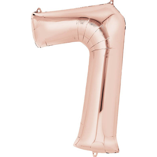 Number 7 Foil Balloon Rose Gold - Jumbo