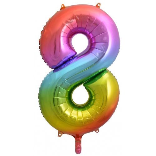 Number 8 Foil Balloon Rainbow - Jumbo