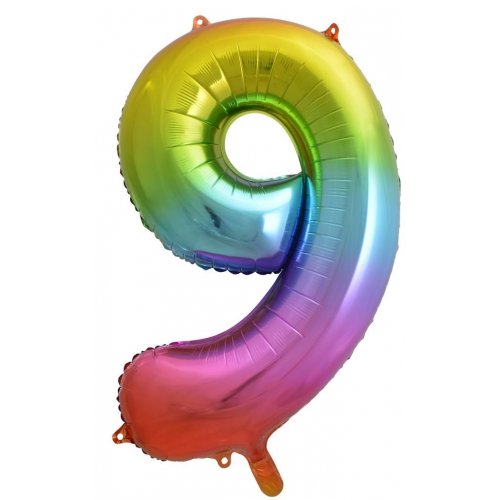 Number 9 Foil Balloon Rainbow - Jumbo
