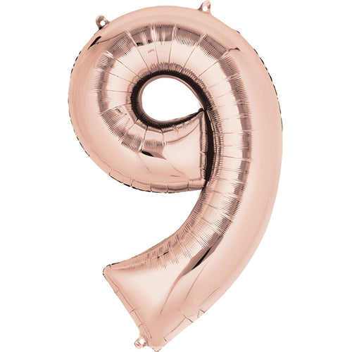 Number 9 Foil Balloon Rose Gold - Jumbo