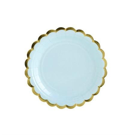 Pale Blue paper plates with Gold Scallop Edging-Lunch