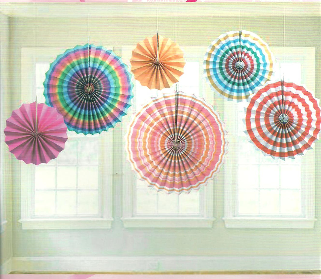 Paper Fan Set-Rainbow Stripes