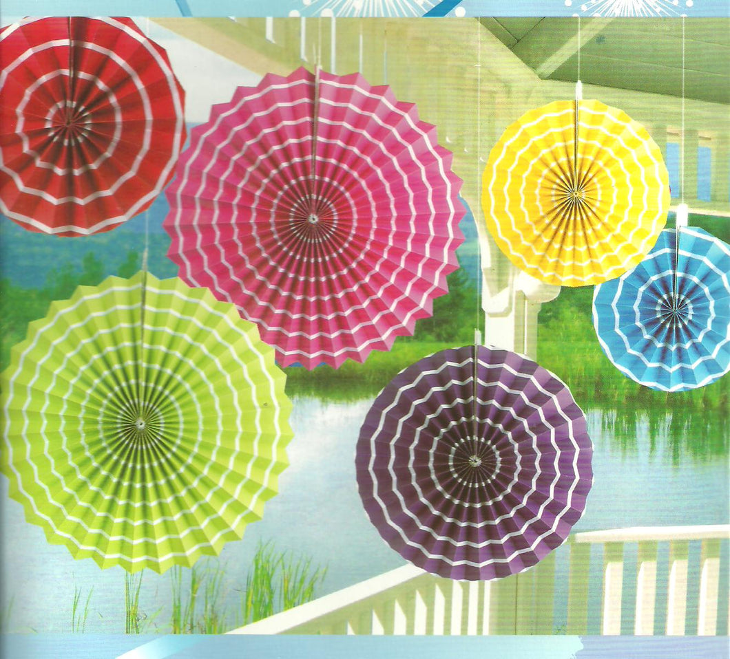 Paper Fan Set-Rainbow Swirl