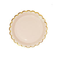 Peach paper lunch plate with gold scallop edge