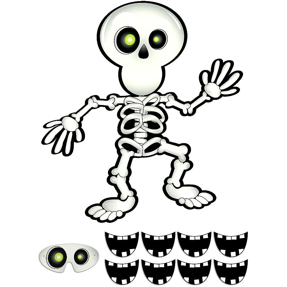 Pin the grin on the skeleton party game