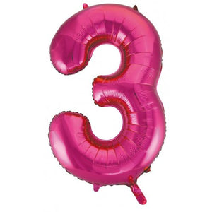 Number 3 Foil Balloon Pink - Jumbo