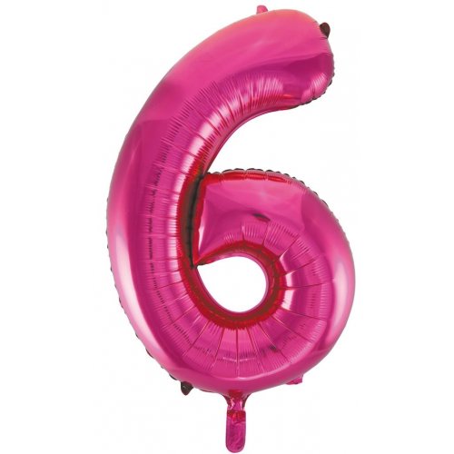 Number 6 Foil Balloon Pink - Jumbo