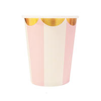 Pale pink and white striped paper cups