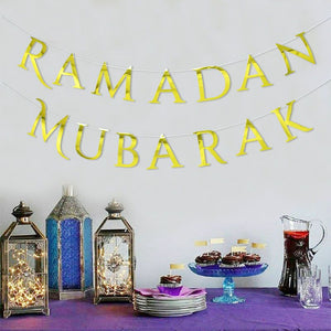 Ramadan Mubarak Gold Banner