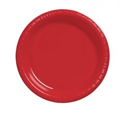 Red Plastic Lunch Plates Pack 25