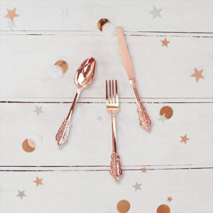 Rose Gold Plastic Cutlery Set