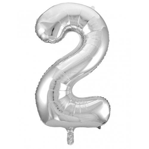 Number 2 Foil Balloon Silver - Jumbo