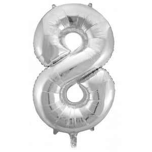 Number 8 Foil Balloon Silver - Jumbo