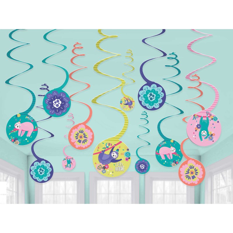Sloth Party Swirl Decorations