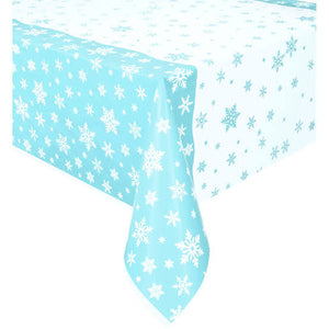 Snowflake printed plastic tablecover