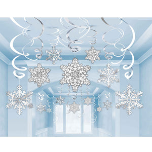 Snowflake Swirl Decorations Pack 30
