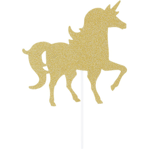 Unicorn Cake Topper Gold Glitter