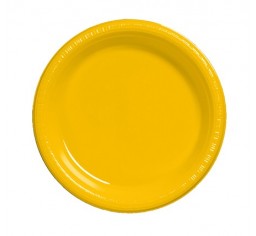 Yellow Plastic Lunch Plates Pack 25